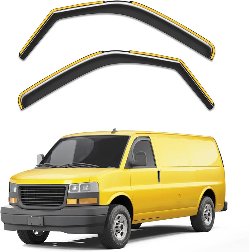 Deejecsun in-Channel Window Rain Guards Fit for Chevy Express Van 1996-2026 & GMC Savana 1996-2026 Rain Guard Extra Durable Window Deflectors Vent Visors Vent Shades Exterior Car Accessories - Image 1